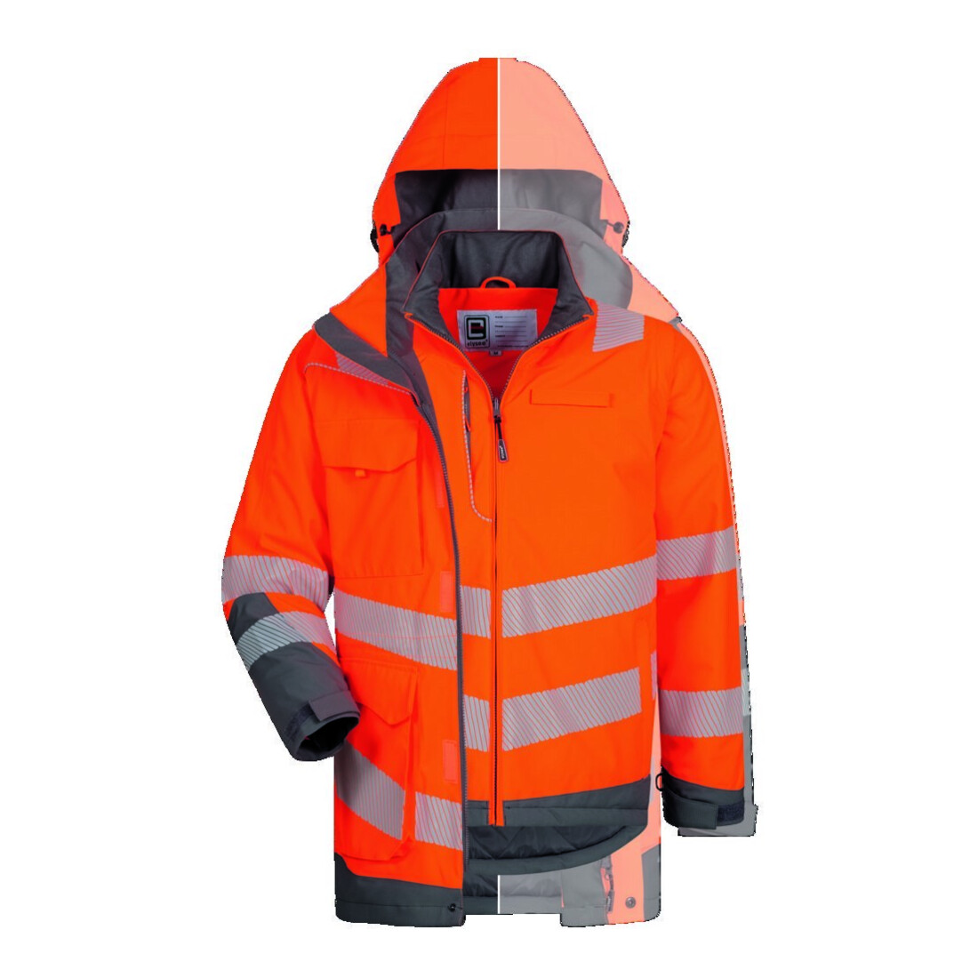 Elysee Warnschutzparka Herwin orange/grau Gr. M