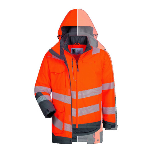 Elysee Warnschutzparka Herwin orange/grau Gr. S