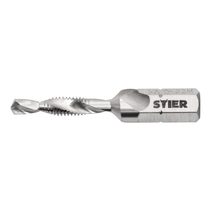 Set Stier STIER tarauds combinés Bit M4 DIN 3126 HSS-G 1/4" hexagonal + STIER pâte à tarauder 100 ml base eau/savon