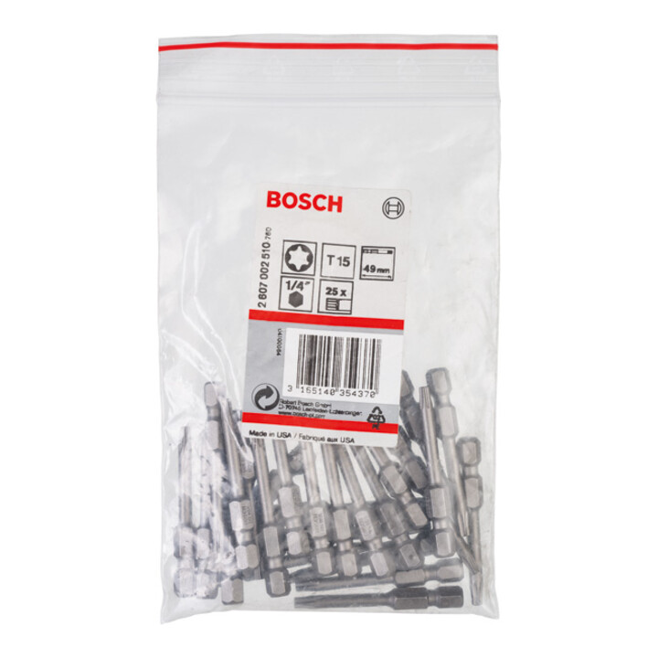 Embout de tournevis Bosch extra dur, T15, 49 mm