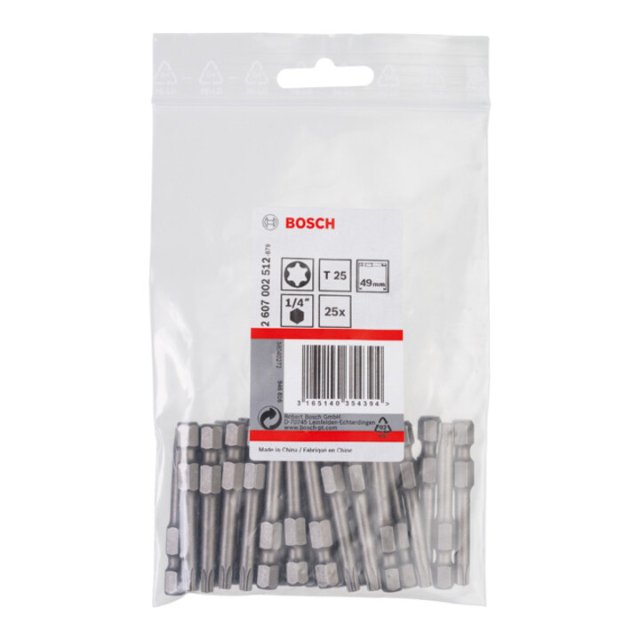 Embout de tournevis Bosch extra dur, T25, 49 mm