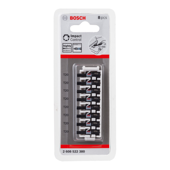 Embout de tournevis Bosch Impact Control 8 pièces avec T20 25 mm
