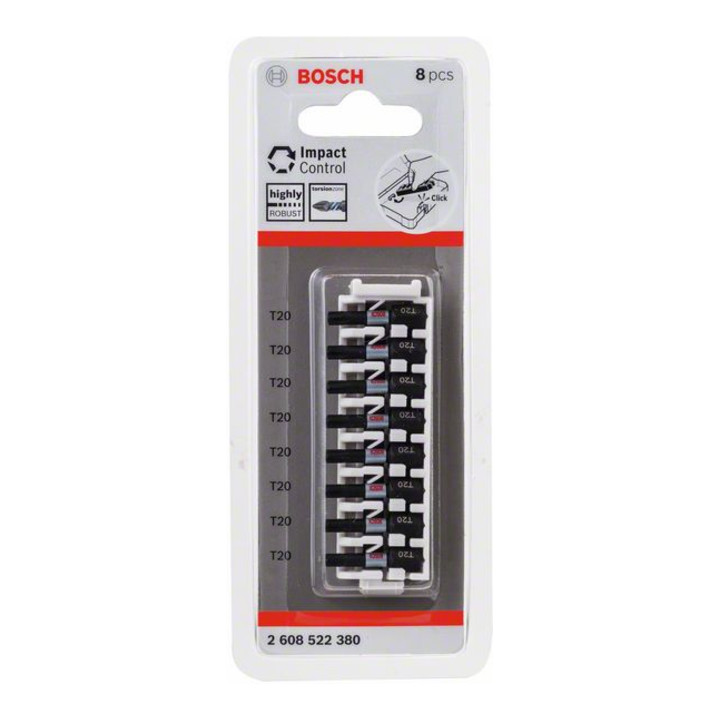 Embout de tournevis Bosch Impact Control 8 pièces avec T20 25 mm
