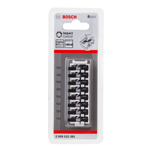 Embout de tournevis Bosch Impact Control 8 pièces avec T25 25 mm