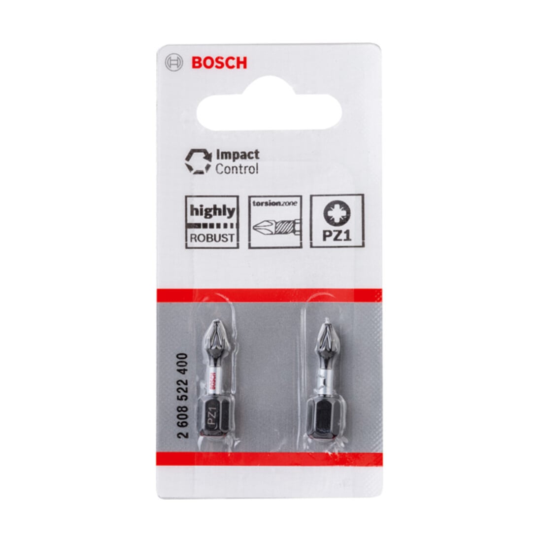 Embout de vissage Impact Control Bosch, 25 mm, 2xPZ1. Pour tournevis