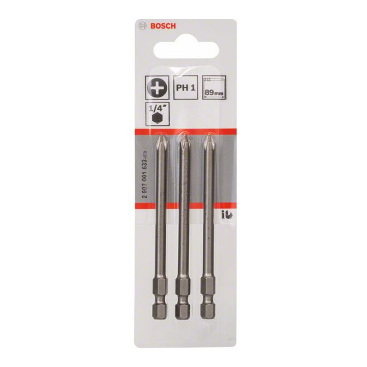 Mèche Bosch Phillips Bit, L89 mm, entraînement 1/4", paquet de 3