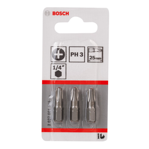Mèche Bosch Phillips, L25 mm, entraînement 1/4", paquet de 3