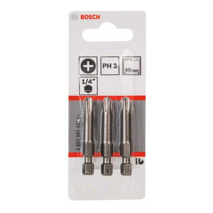 Mèche Bosch Phillips, L49 mm, entraînement 1/4", paquet de 3