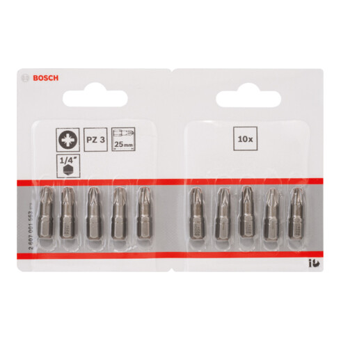 Mèche Bosch Pozidriv Bit, L25 mm, lecteur 1/4", extra dur, paquet de 10