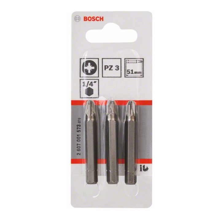 Mèche Bosch Pozidriv Bit, L51 mm, lecteur 1/4", extra dur, paquet de 3