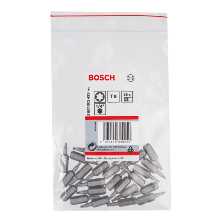 Embout de vissage qualité extra-dure T8, 25 mm
