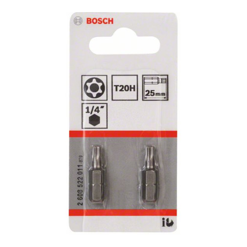 Embout Torx Security-Bit Bosch, L25 mm, entraînement 1/4", extra dur