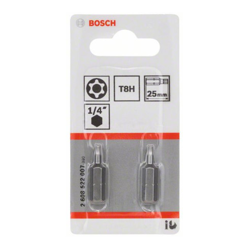 Embout Torx Security-Bit Bosch, L25 mm, entraînement 1/4", extra dur