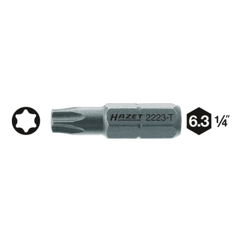 HAZET Embout 2223 hexagonal solide 1/4"' à l'intérieur du profil TORX