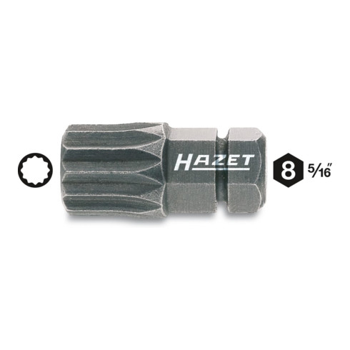 HAZET Embout 2597 hexagonal solide 5/16"' intérieur profil à dents multiples XZN