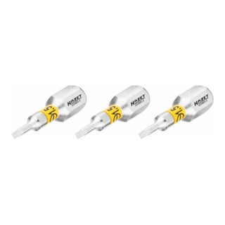 Embout-tournevis (bit) Hazet 2208N-2/3, hexagone massif 6,3 (1/4 pouce), profil à fente, 0.4 x 1.5 mm, nombre d'outils : 3