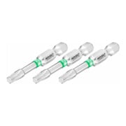 Embout-tournevis (bit) Hazet 2223NSLG-T25/3, hexagone massif 6,3 (1/4 pouce), profil TX intérieur, T25, nombre d'outils : 3