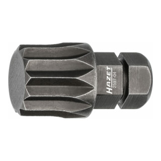 Embout-tournevis (bit) Hazet 2597-04, hexagone massif 8 (5/16 pouce), profil denture multiple intérieur XZN, M12