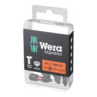 Embout Wera Impaktor pour Phillips, 1/4 pouce C 6,3 set, taille de l'empreinte cruciforme : 2