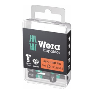 Embout Wera Impaktor pour TX, 1/4 pouce C 6,3 Set, profil TX : TX20