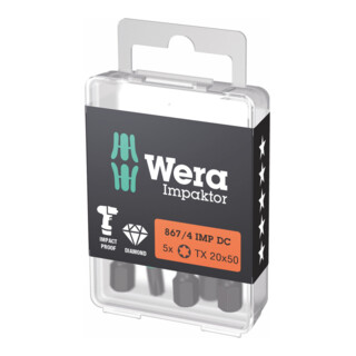 Embout Wera Impaktor pour TX, 1/4 pouce E 6,3 Set, profil TX : TX20