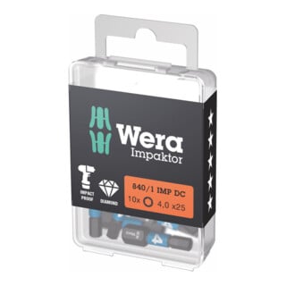 Embout Wera Impaktor pour vis à six pans creux, 1/4 pouce C 6,3 set, hexagone : 4mm