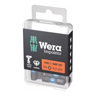 Embout Wera Impaktor pour vis à six pans creux, 1/4 pouce C 6,3 set, hexagone : 6mm