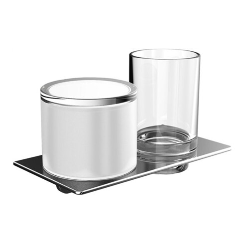 EMCO Doppelhalter ART Flüssigseifenspender und Glashalter chrom