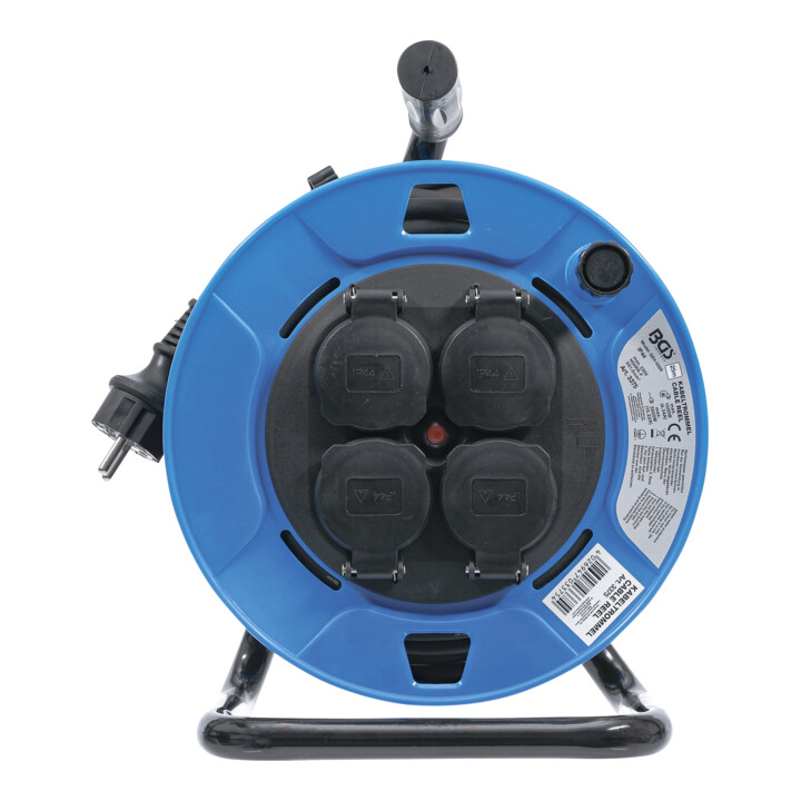 Enrouleur de câble 25 m 3 x 1,5 mm² 4 prises de courant avec clapet de fermeture IP 44 3500 W BGS