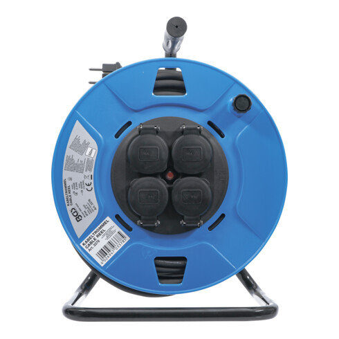 Enrouleur de câble 50 m 3 x 1,5 mm² 4 prises de courant avec clapet de fermeture IP 44 3500 W BGS