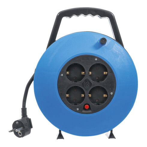 Enrouleur de câble BGS 10 m, 3 x 1,5 mm², 4 prises de courant, IP 20, 3000 W
