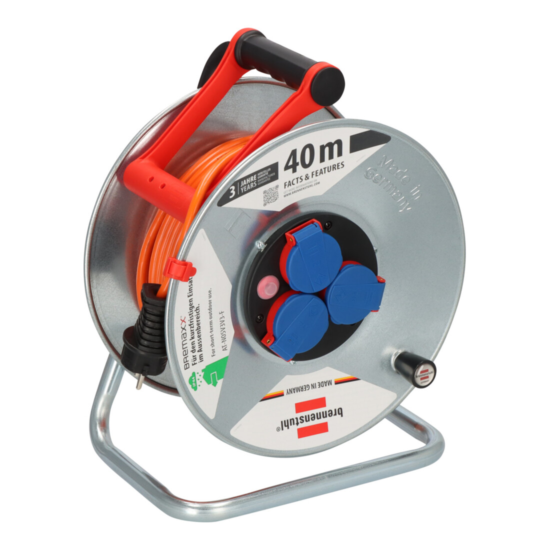 Brennenstuhl Garant S IP44 Enrouleur de câble, câble orange