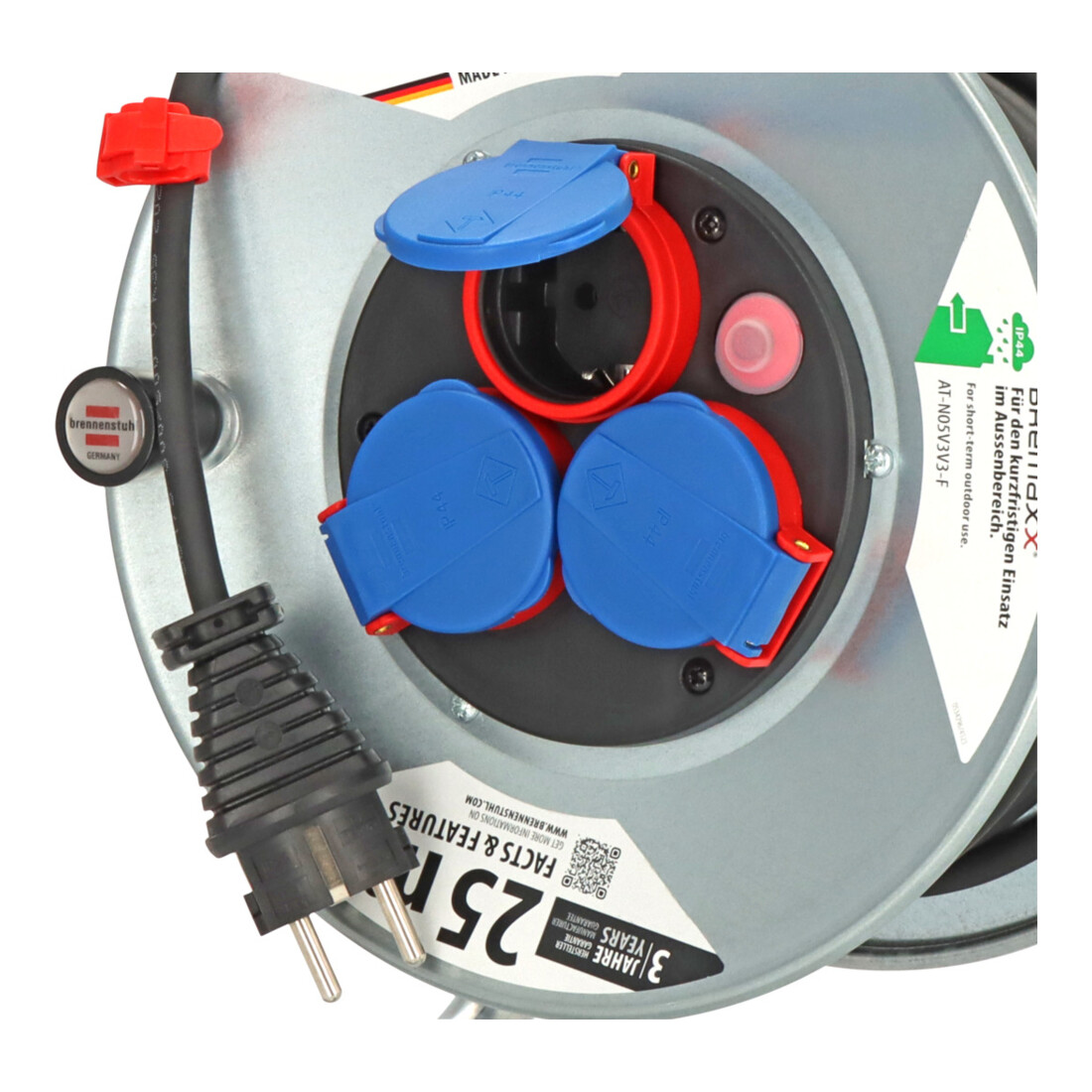 Enrouleur de câble Garant S IP44 25m AT-N05V3V3-F 3G1,5 noir