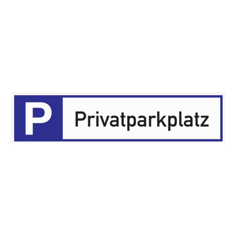 Enseigne parking privé 460x110x2mm aluminium blanc/bleu/noir