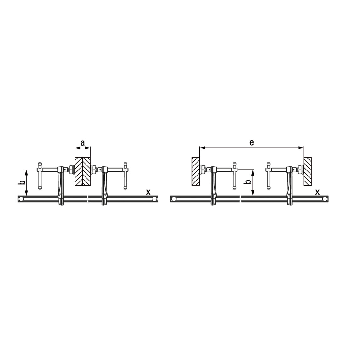 Serre-joints à pas variable Bessey avec rotule spéciale et 2 poignées