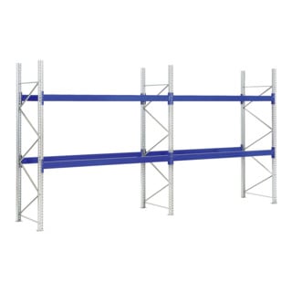 Rayonnages à palettes kit complet l 28400 x p 1100 x H 5000 montants galvanis 1100 mm 1800 kg
