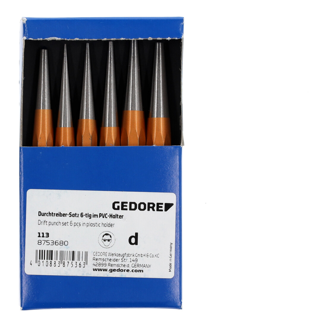 Ensemble de 6 pièces Gedore à enfoncer dans un support en PVC