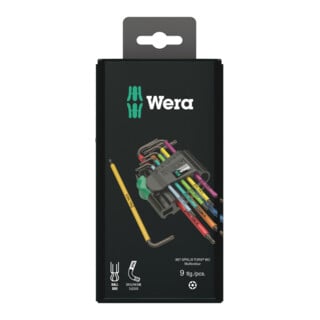 Ensemble de clés mâles coudées Wera 967 SPKL 9 pièces T8 - T40 avec perçage