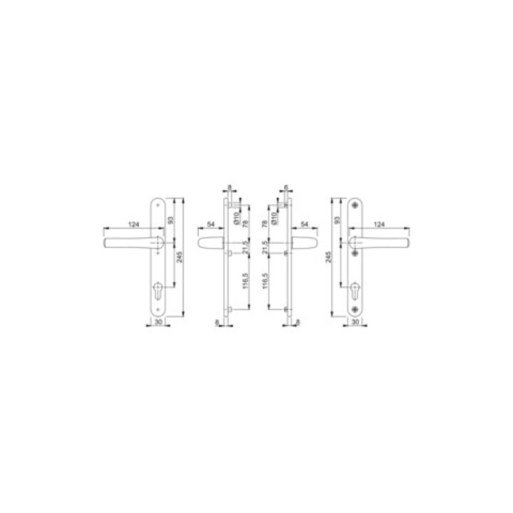 Ensemble de portes profilées Hoppe Tôkyô 1710RH/3346 Alu.F1 PZ f.TS 57-62mm
