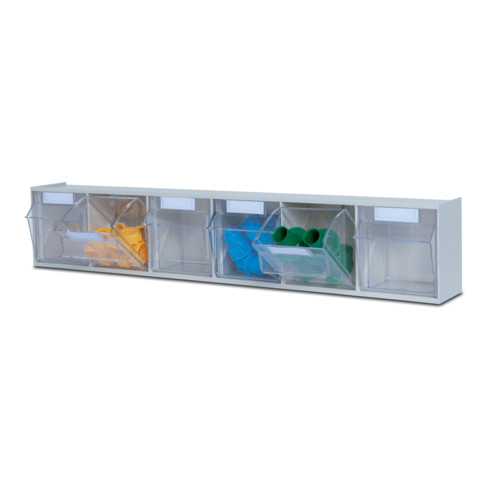 Ensemble mural MultiStore 30 tiroirs transparents plastique antichoc, gris clair