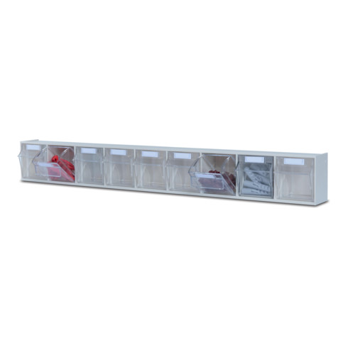 Ensemble mural MultiStore 33 tiroirs transparents plastique antichoc, gris clair