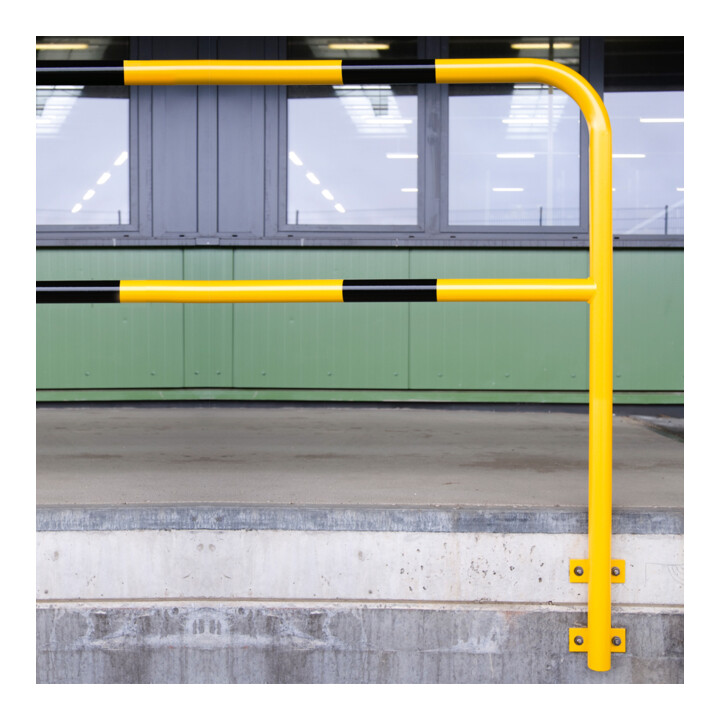 Moravia Arceau de protection en acier noir/jaune 1300 × 1000 mm pour montage mural extérieur