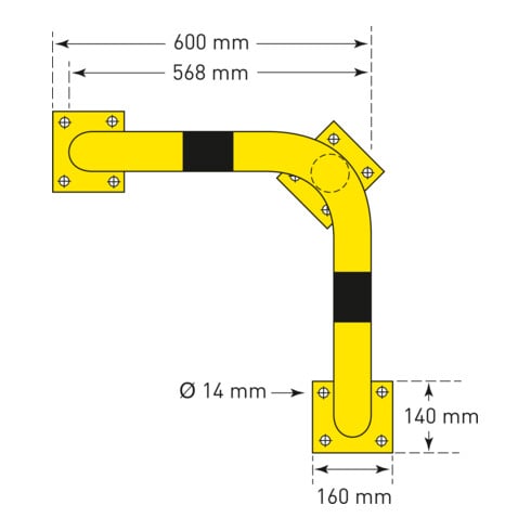 Équerre de protection pour vérin d'angle Moravia Black Bull pour l'extérieur, pour goujonnage 600 x 600 x 600 x 600 mm