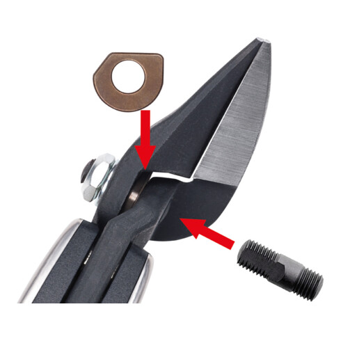 ERDI Ideaal-plaatschaar met tweecomponenten-greep, rechts, Totale lengte: 230 mm