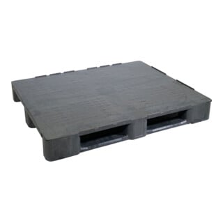ESB Palette lourde fermée dimension industrielle 3 patins noire recyclée 1250 kg capacité de charge