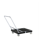ESB Plateau roulant BASIC KU 724 × 815 mm Ø 108 PP noir avec poignée coulissante ME Cr3-4