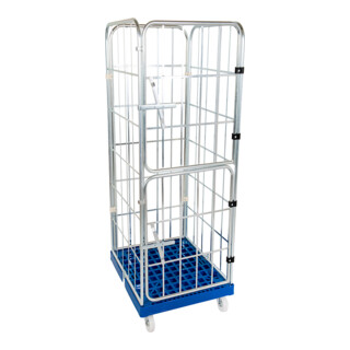 ESB rolltainer® 1650 KU blau 724 x 815 mm 4-seitig schwenkbare Vorderwände Cr 3