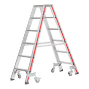 Escabeau double à marches avec roulettes, 2x6 marches Hymer