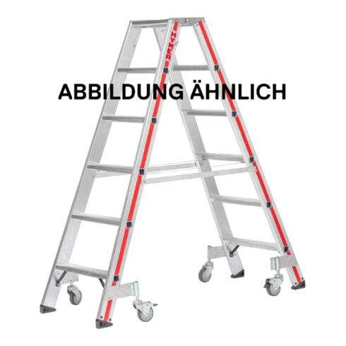 Escabeau double à marches avec roulettes, 2x8 marches Hymer