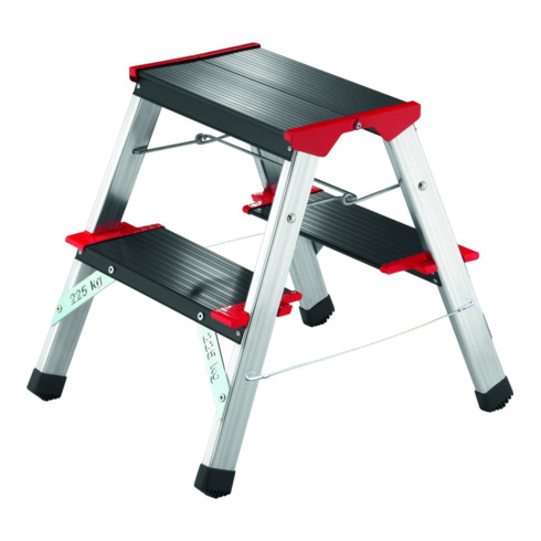 Escabeau pliant marches incl. plateforme 2 x 2 H. plateforme 440 mm alu marches